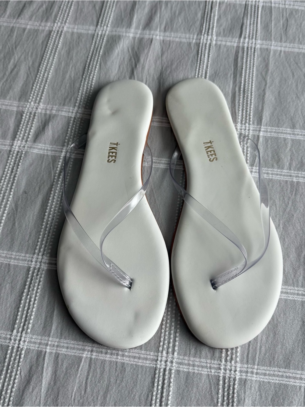 TKEES White Clear-Strap Flip Flop Sandals